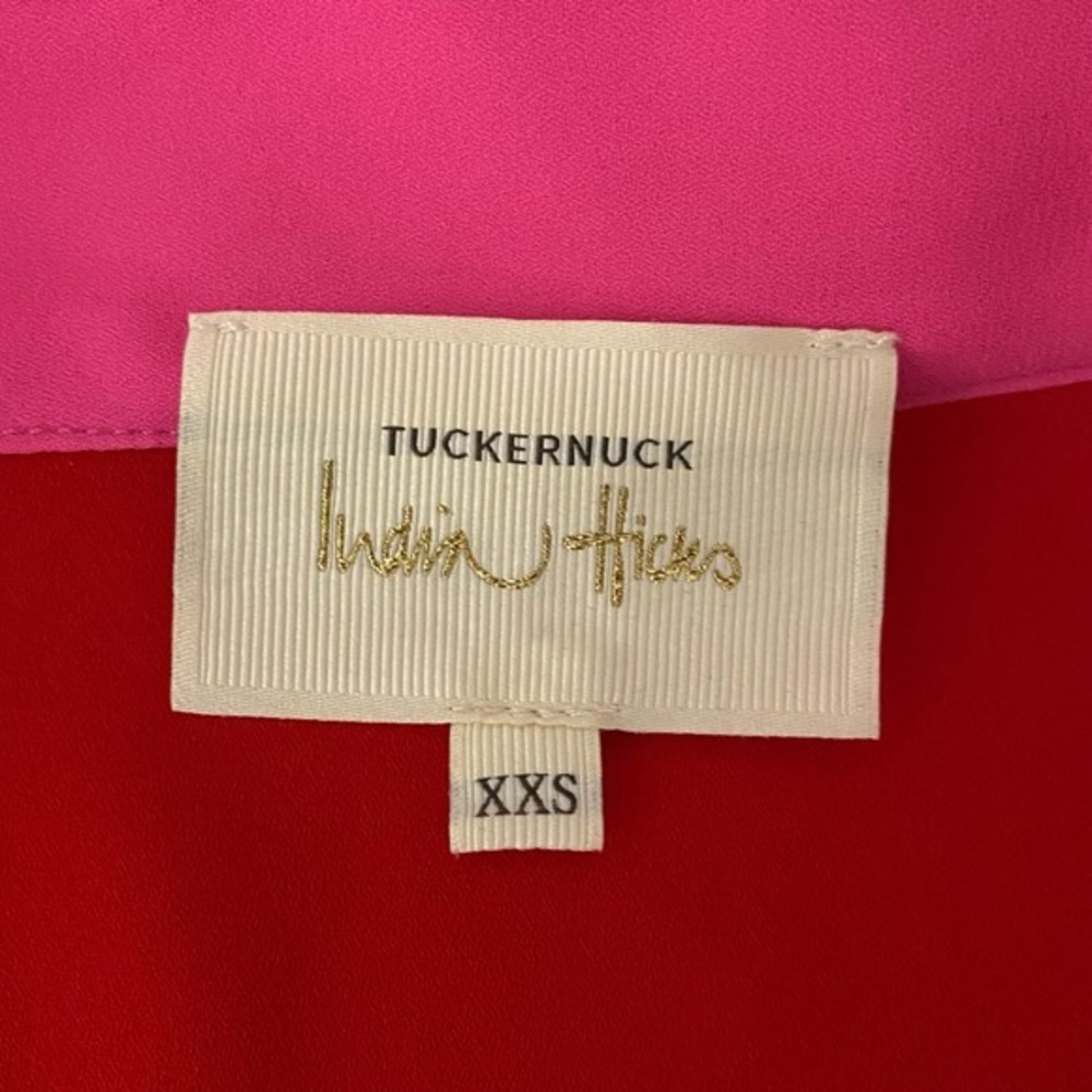 Tuckernuck India Hicks‎ Grove Blouse Womens XXS Mock Neck Button Up Pleated - Picture 5 of 10